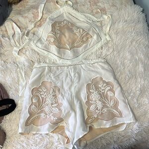 Forever 21 ivory/ nude cutout jumpsuit